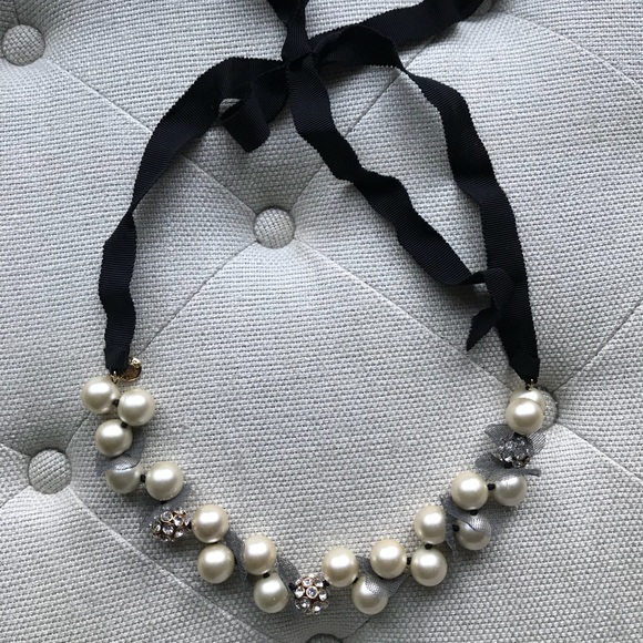 J. Crew Jewelry - JCrew: pearl, crystal & ribbon necklace